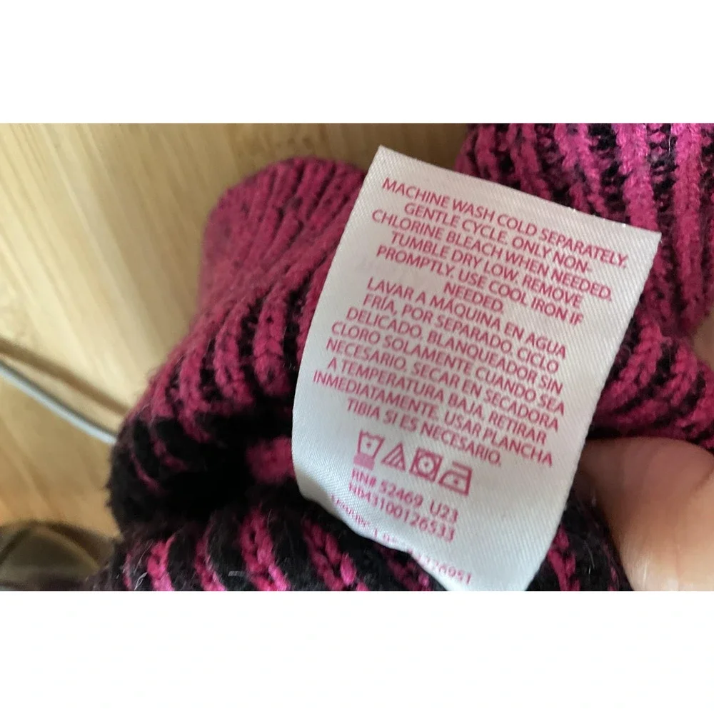 No Boundaries Sweater Womens 2XL Pink Black Striped Chenille Pullover Soft Cozy - Picture 8 of 8